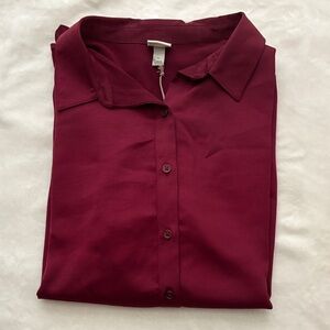 a new day Women's Burgundy Button Down Shirt